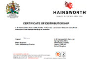 Сертификат A W Hainsworth & Sons Ltd